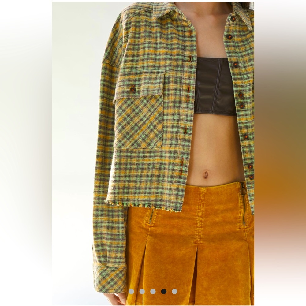 🌺Anthropologie x BDG Joey Flannel Cropped Button-Down Shirt🌸🌺